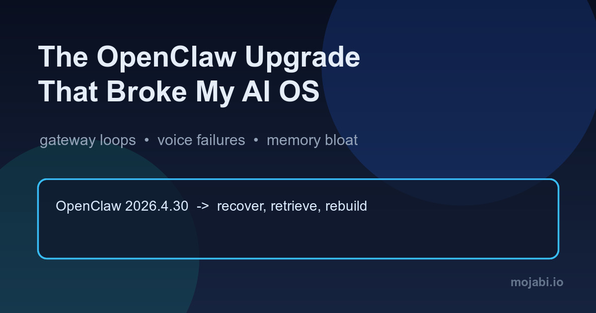 OpenClaw upgrade failure with broken agent system panels and recovery console